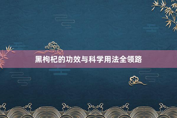 黑枸杞的功效与科学用法全领路
